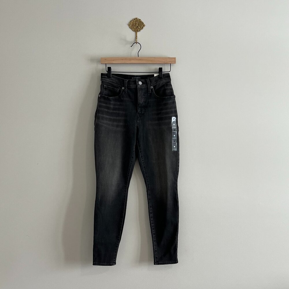 NWT Lucky Brand Bridgette High Rise Straight Jeans Black 29x27 Ankle